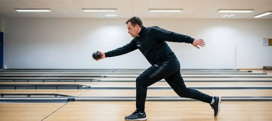 Trainingsplan Kegeln und Bowling — Spieler beim strukturierten Techniktraining auf der Kegelbahn